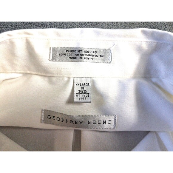 👔 Geoffrey Beene Men’s XL Regular Fit Dress Shirt – 18 34/35 White Pinpoint - Picture 4 of 10